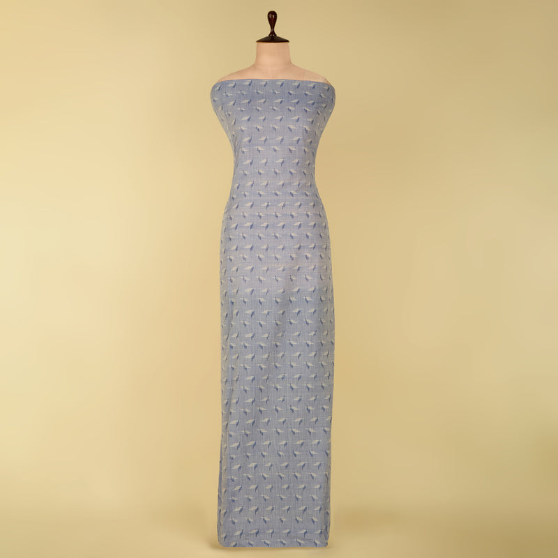 Lilac Blue Handloom Cotton Ikat Fabric