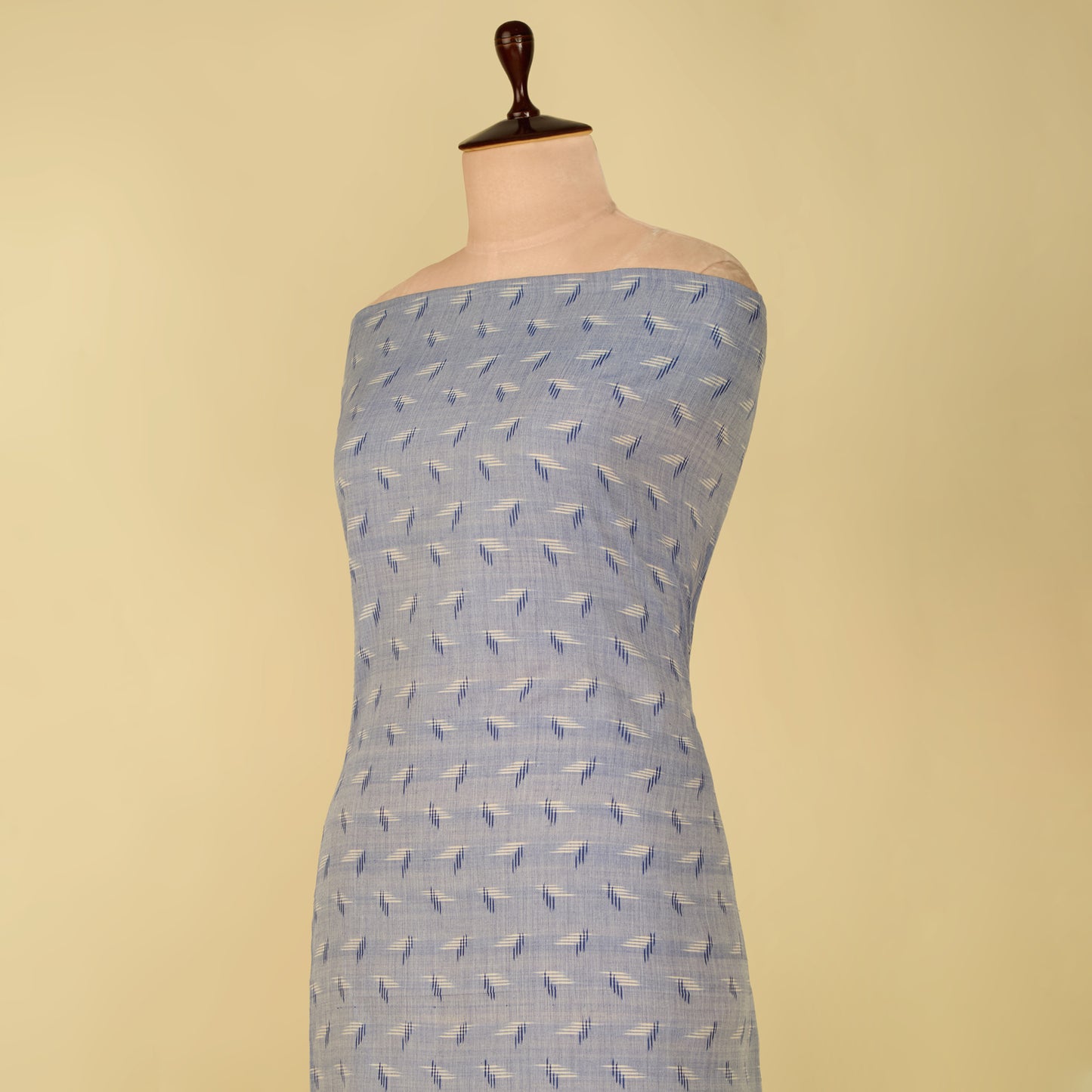 Lilac Blue Handloom Cotton Ikat Fabric