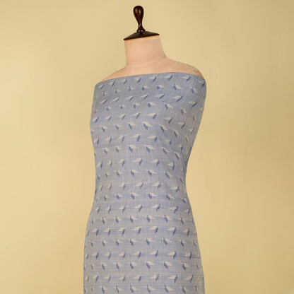 Lilac Blue Handloom Cotton Ikat Fabric