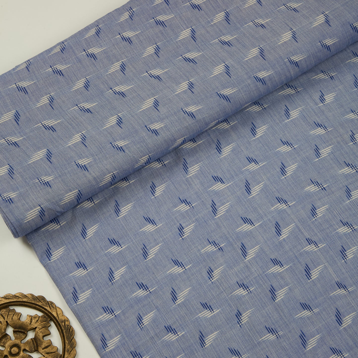 Lilac Blue Handloom Cotton Ikat Fabric