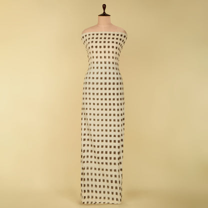 Natural Brown Handloom Cotton Ikat Fabric