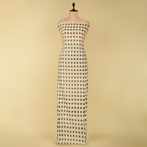 Natural Brown Handloom Cotton Ikat Fabric