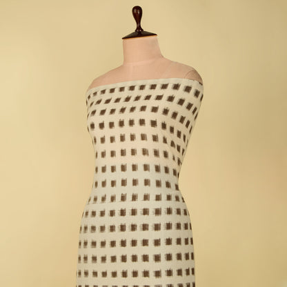 Natural Brown Handloom Cotton Ikat Fabric