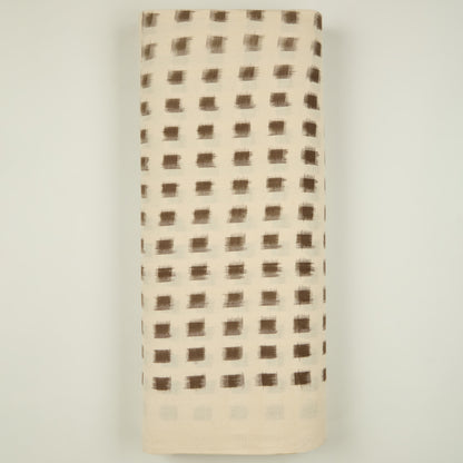 Natural Brown Handloom Cotton Ikat Fabric