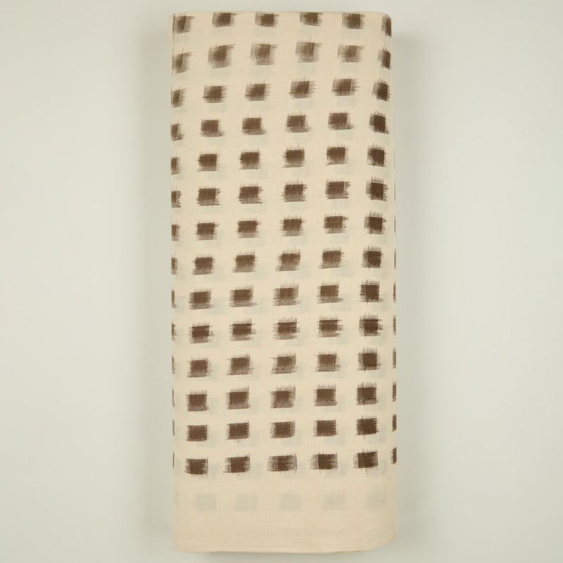 Natural Brown Handloom Cotton Ikat Fabric