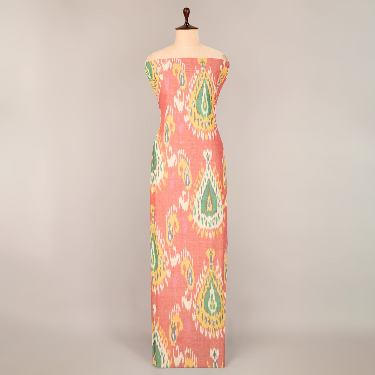 Onion Pink Handloom Cotton Heavy Ikat Fabric