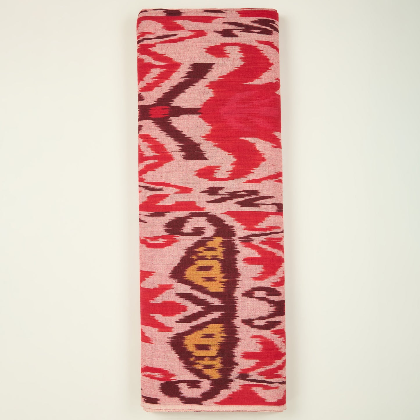 Ruby Red Handloom Cotton Heavy Ikat Fabric