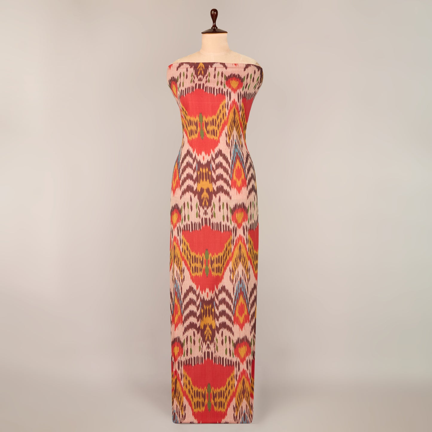 Red Handloom Cotton Heavy Ikat Fabric