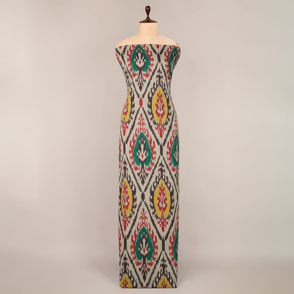 Wine Handloom Cotton Heavy Ikat Fabric