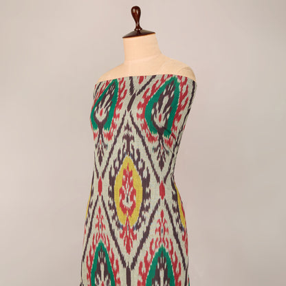 Wine Handloom Cotton Heavy Ikat Fabric
