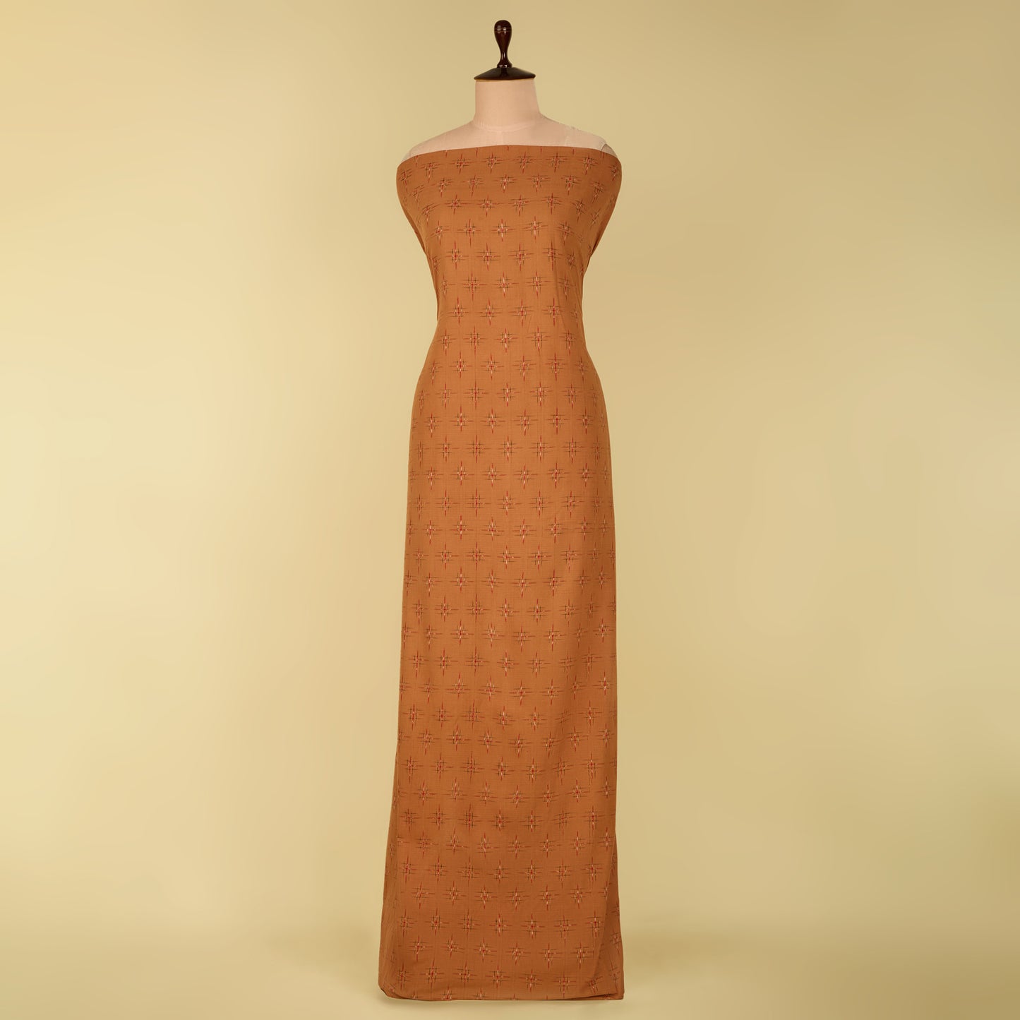 Brown Handloom Cotton Ikat Fabric