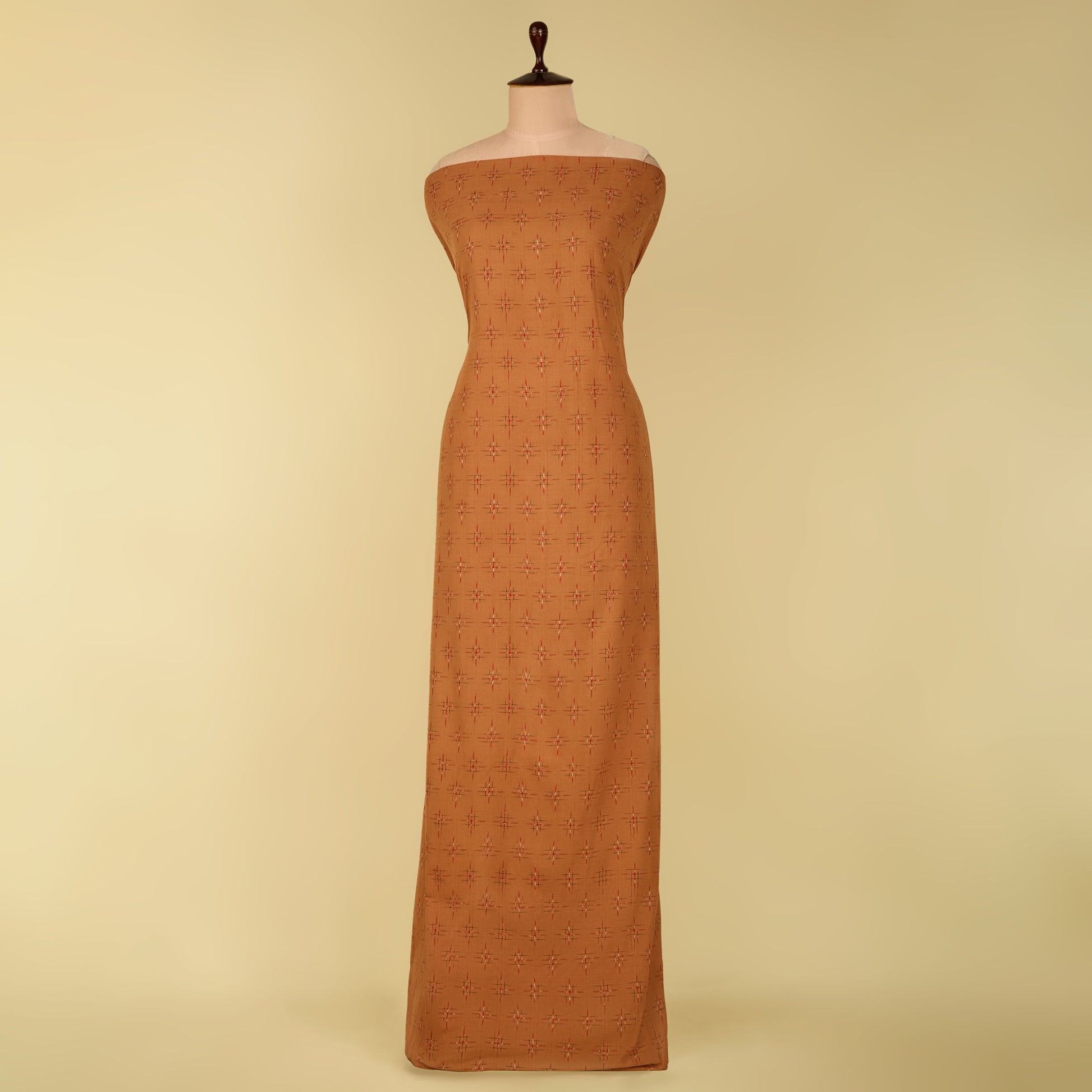 Brown Handloom Cotton Ikat Fabric