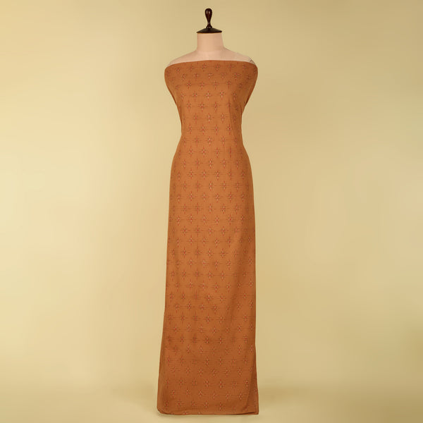 Brown Handloom Cotton Ikat Fabric