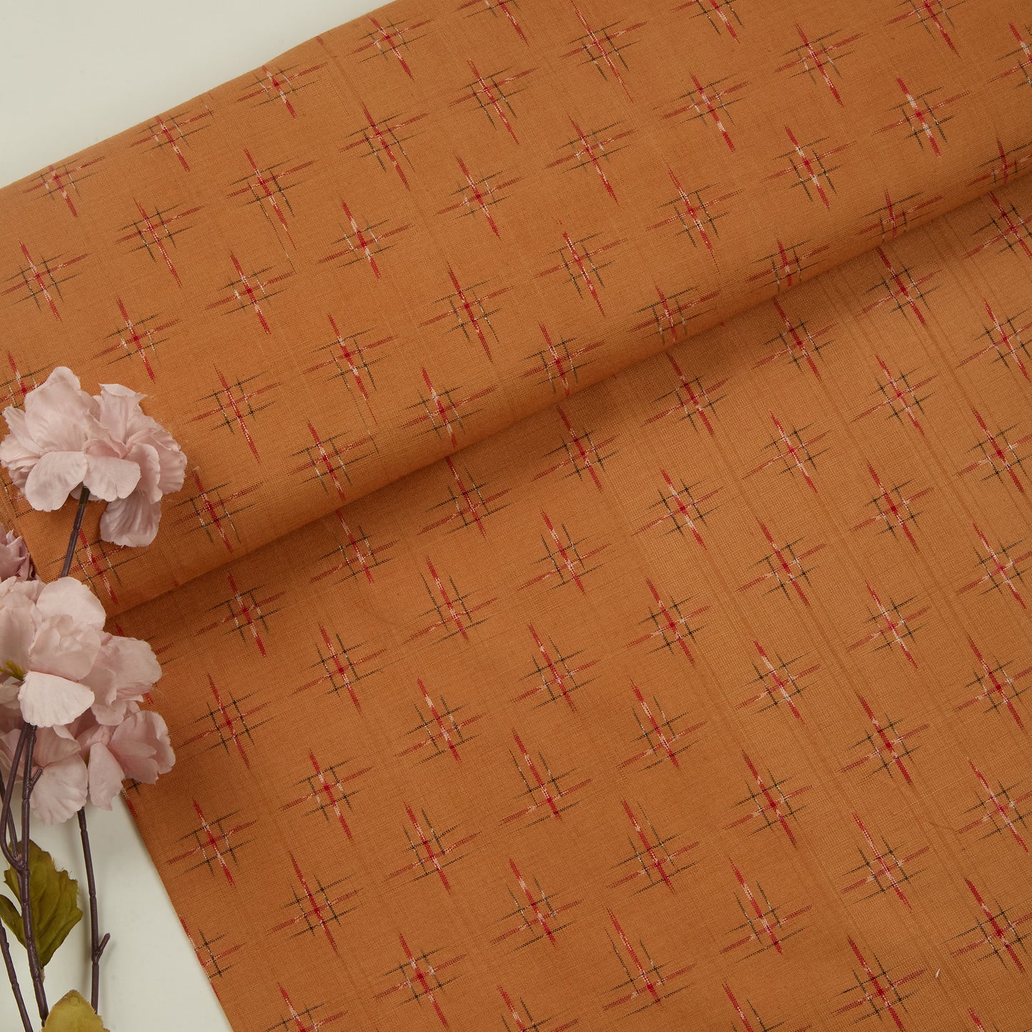 Brown Handloom Cotton Ikat Fabric