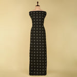 Black Handloom Cotton Ikat Fabric
