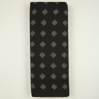 Black Handloom Cotton Ikat Fabric