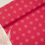 White and Pink Handloom Cotton Ikat Fabric