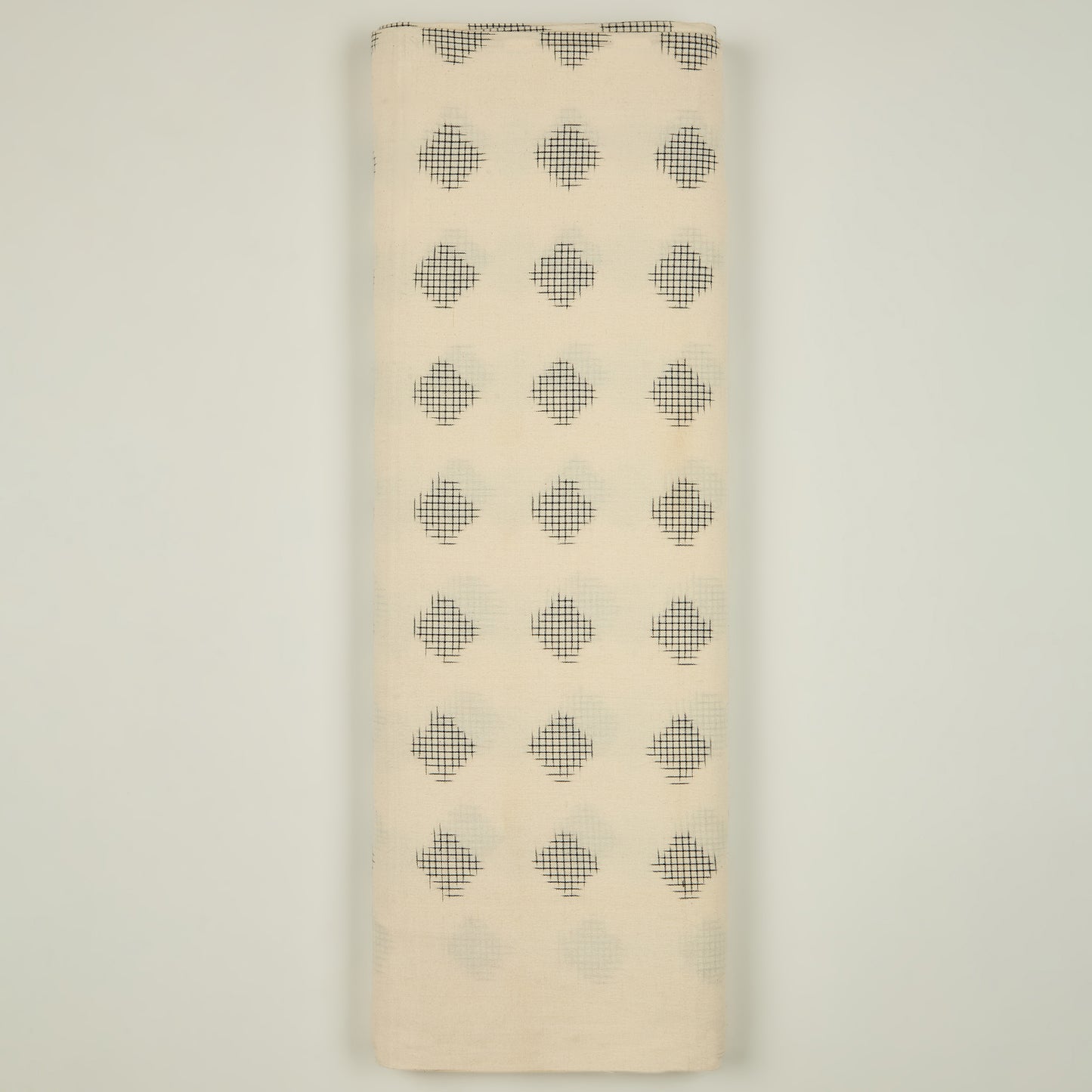 White and Black Handloom Cotton Ikat Fabric