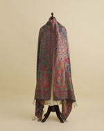 Blue Grey Handloom Spun Tissue Gold Resham Multi Jaal Dupatta