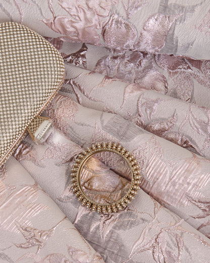 Pink Imported Organza Jacquard Jaal Lurex Fabric