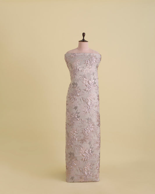 Pink Imported Organza Jacquard Jaal Lurex Fabric