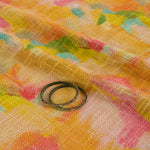 Multicolour Jute Digital Abstract Printed Fabric