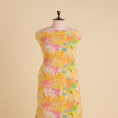 Multicolour Jute Digital Abstract Printed Fabric