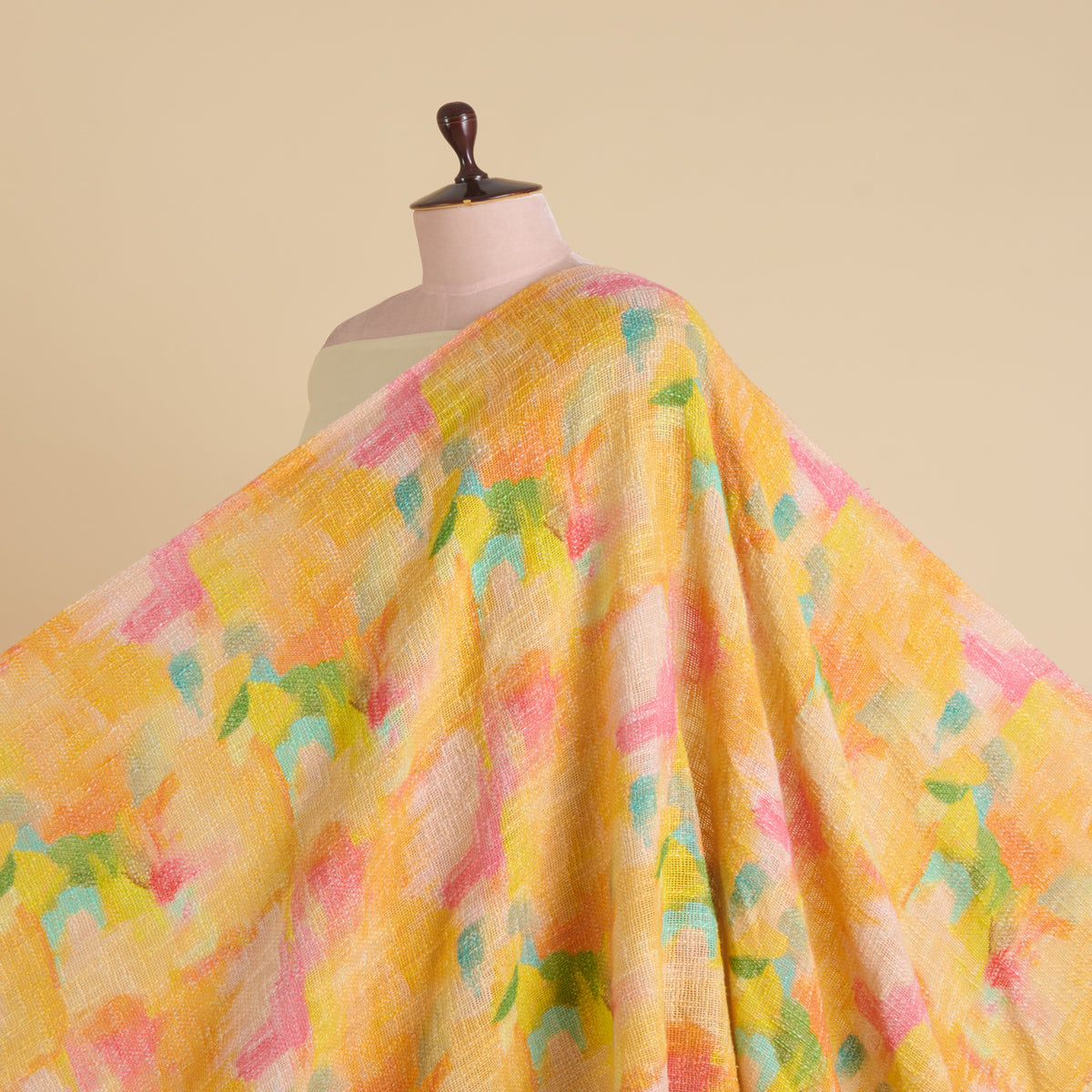 Multicolour Jute Digital Abstract Printed Fabric