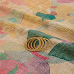 Multicolour Jute Digital Abstract Printed Fabric