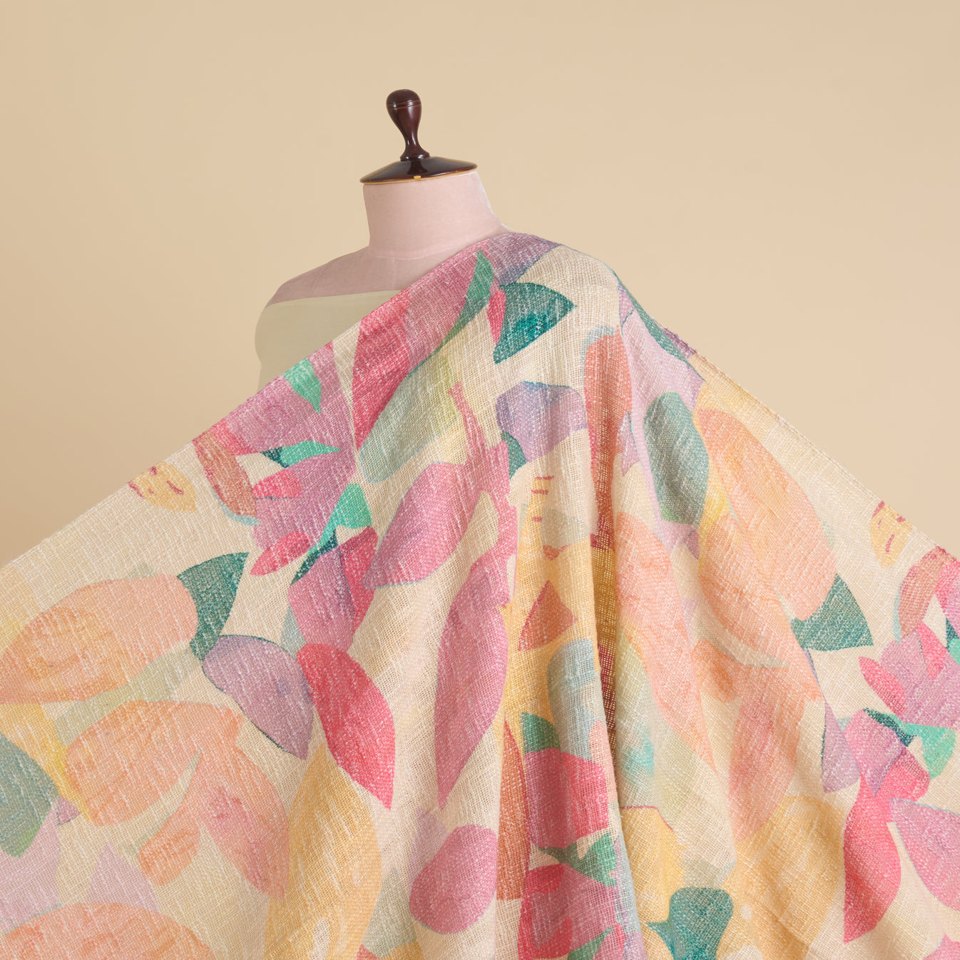 Multicolour Jute Digital Abstract Printed Fabric
