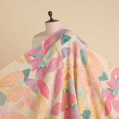 Multicolour Jute Digital Abstract Printed Fabric