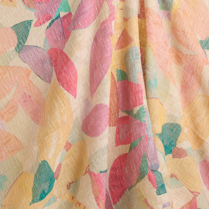 Multicolour Jute Digital Abstract Printed Fabric