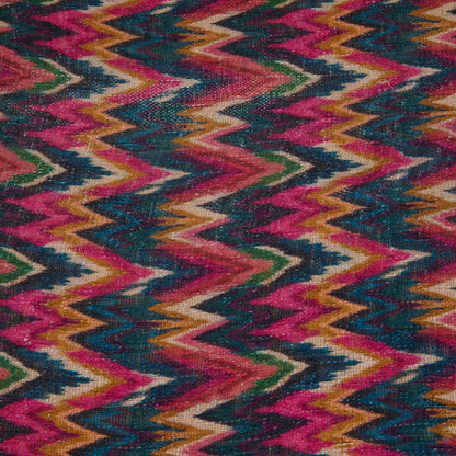 Multicolour Jute Digital Abstract Printed Fabric