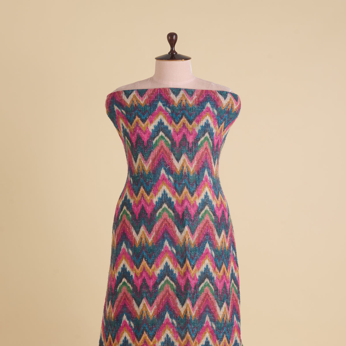 Multicolour Jute Digital Abstract Printed Fabric
