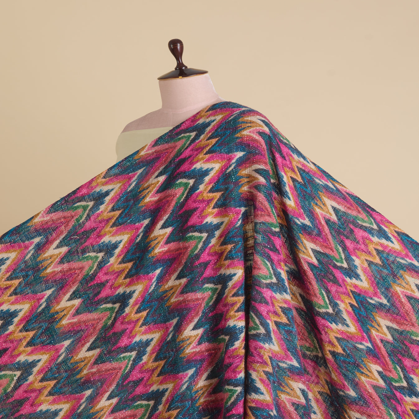 Multicolour Jute Digital Abstract Printed Fabric