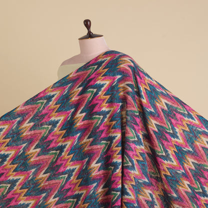Multicolour Jute Digital Abstract Printed Fabric
