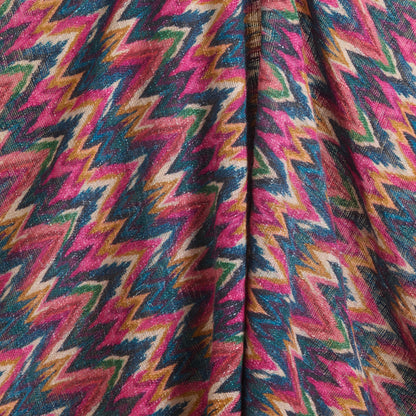 Multicolour Jute Digital Abstract Printed Fabric