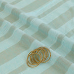 Powder Blue Jute Linen Stripes Fabric