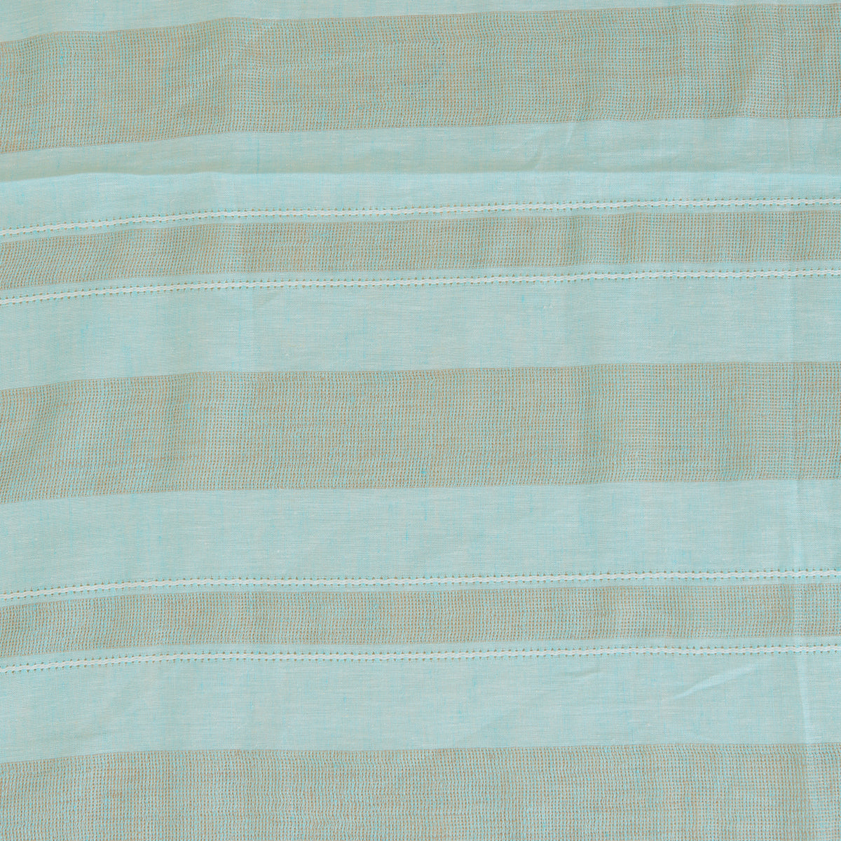 Powder Blue Jute Linen Stripes Fabric