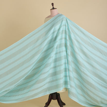 Powder Blue Jute Linen Stripes Fabric