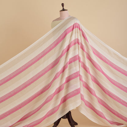 Natural Pink Jute Linen Stripes Fabric