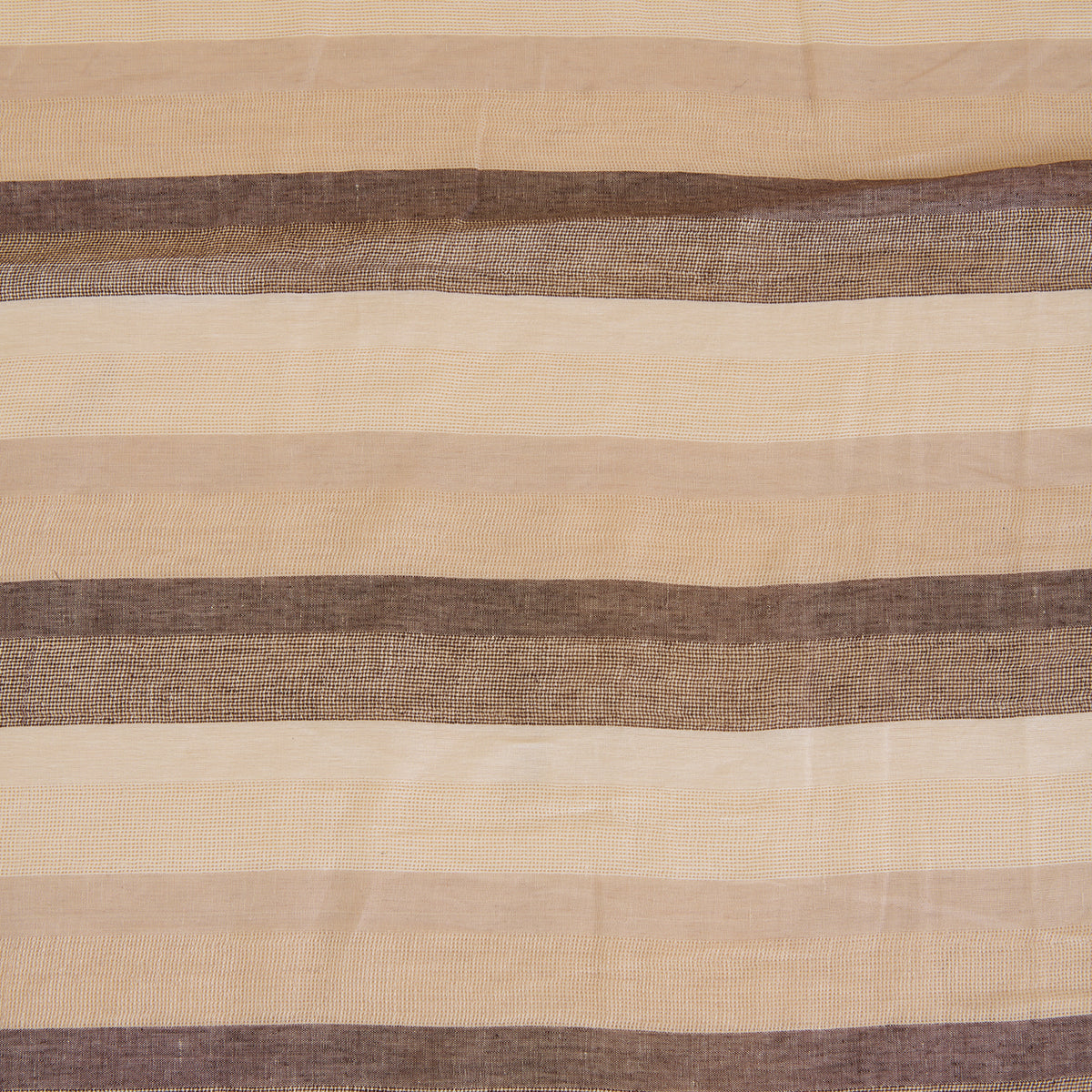 Natural Brown Jute Linen Stripes Fabric
