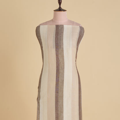 Natural Brown Jute Linen Stripes Fabric