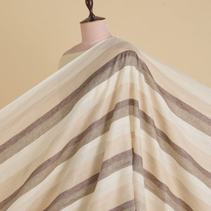 Natural Brown Jute Linen Stripes Fabric