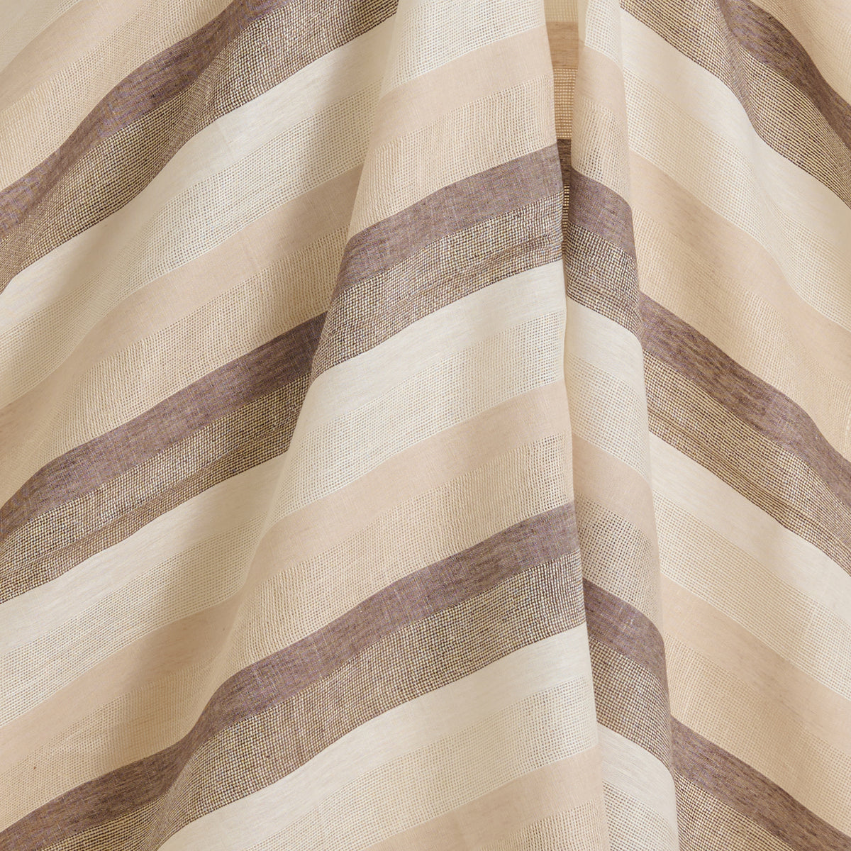 Natural Brown Jute Linen Stripes Fabric