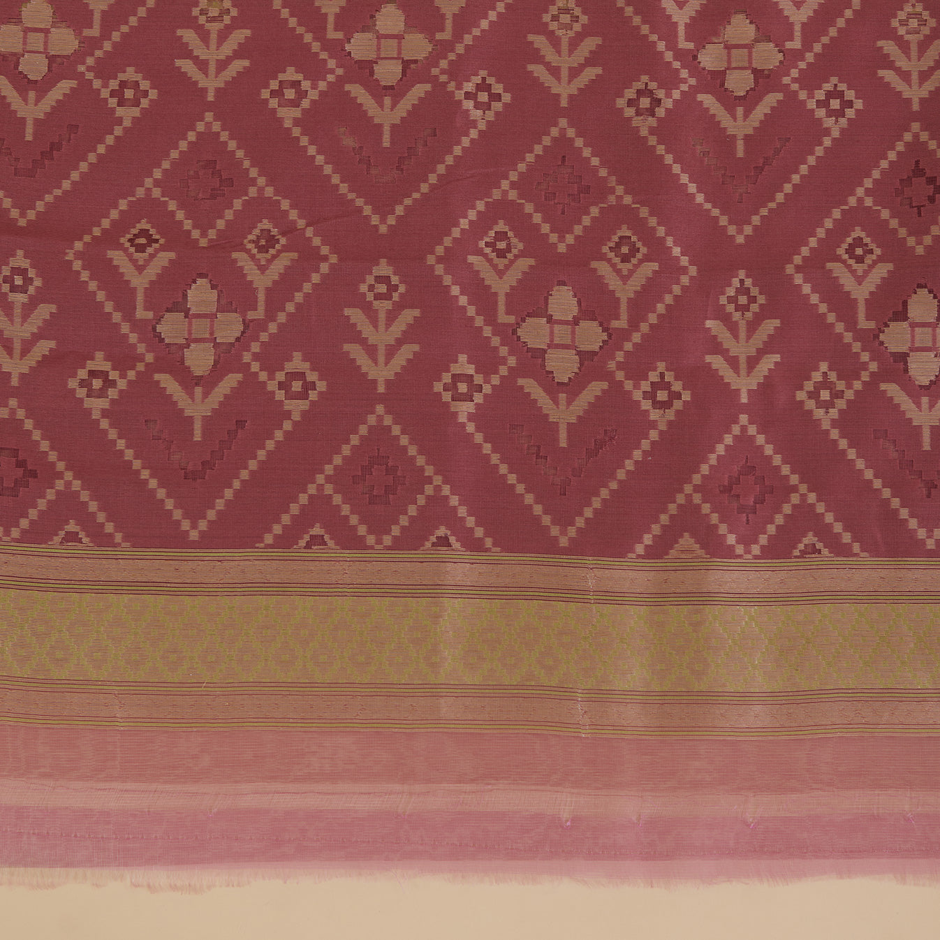 Marsala Jute Net Silk Cut-Work Woven Suit with Dupatta
