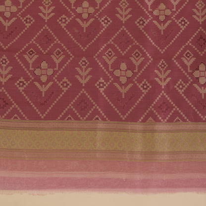 Marsala Jute Net Silk Cut-Work Woven Suit with Dupatta