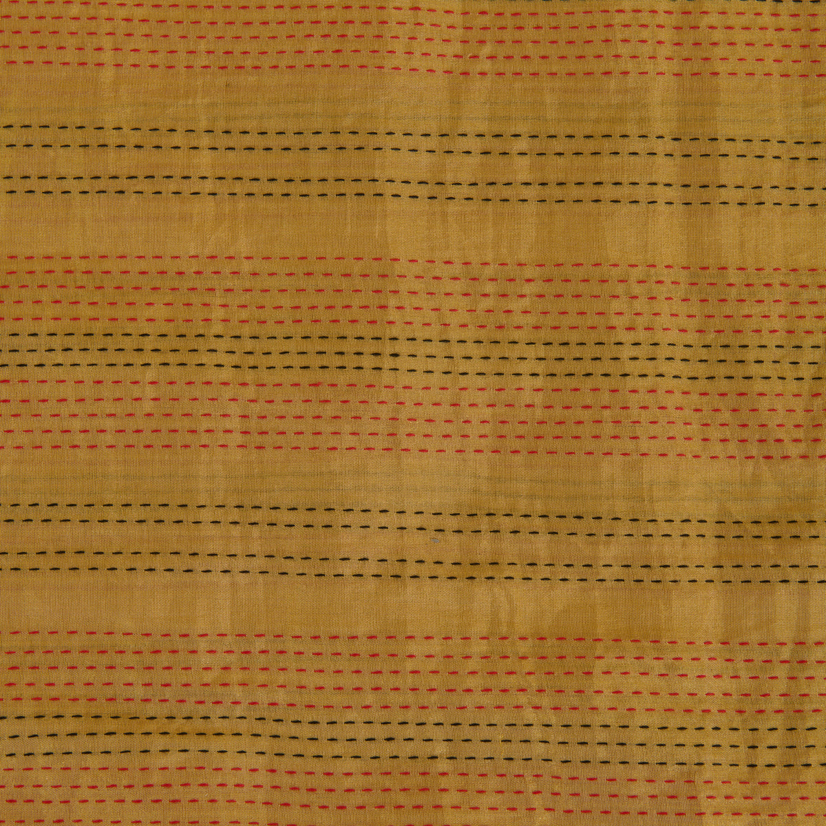 Gold Kanchi Tissue with Katha Stitch Fabric