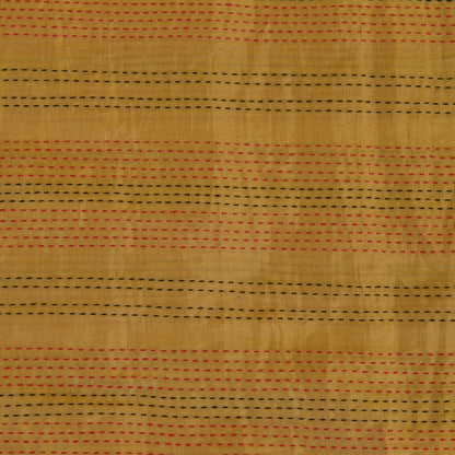 Gold Kanchi Tissue with Katha Stitch Fabric