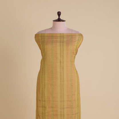 Gold Kanchi Tissue with Katha Stitch Fabric